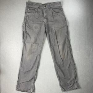 Carhartt Canvas Work Pants Mens 34x34 Gray Loose Original Fit Utility B159 CHR